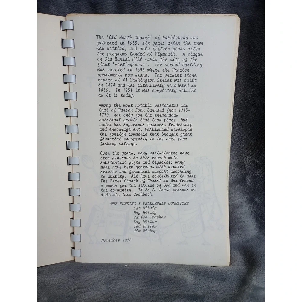 Old North Church Cookbook Marblehead Massachusetts 1978 Typed Local‎